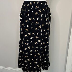Black Floral Midi Skirt - Elegant Everyday Style
